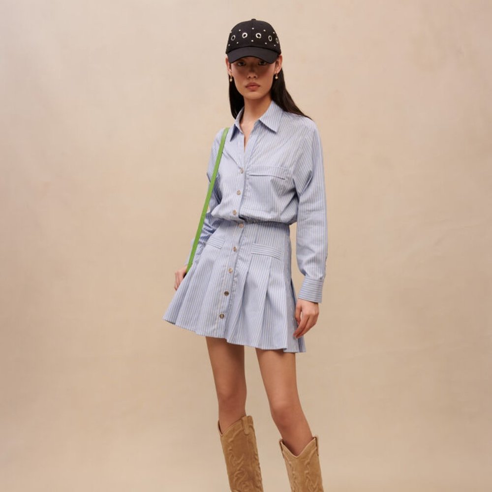 Maje Blue Striped Mini Dress